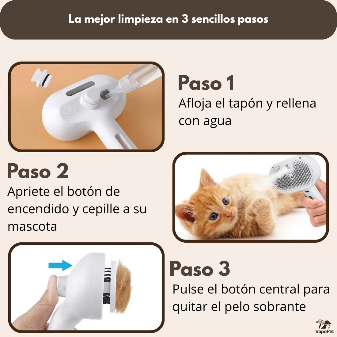 VapoPet™ - Cepillo Profesional para el cuidado de tus Mascotas